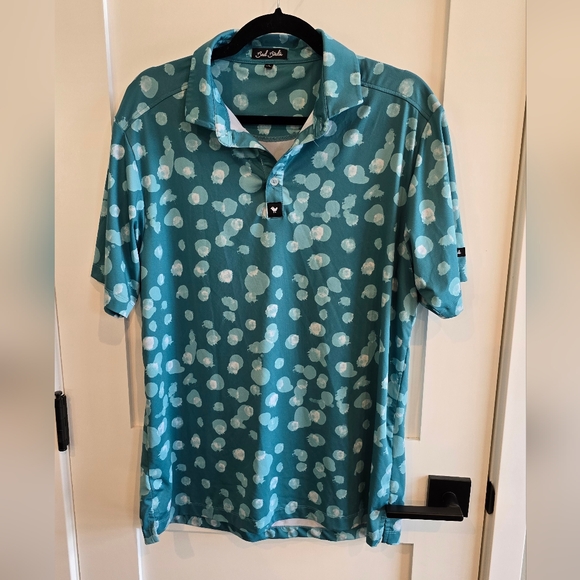 Men's Bad Birdie Blue Patterned Polo Shirt - Picture 1 of 3
